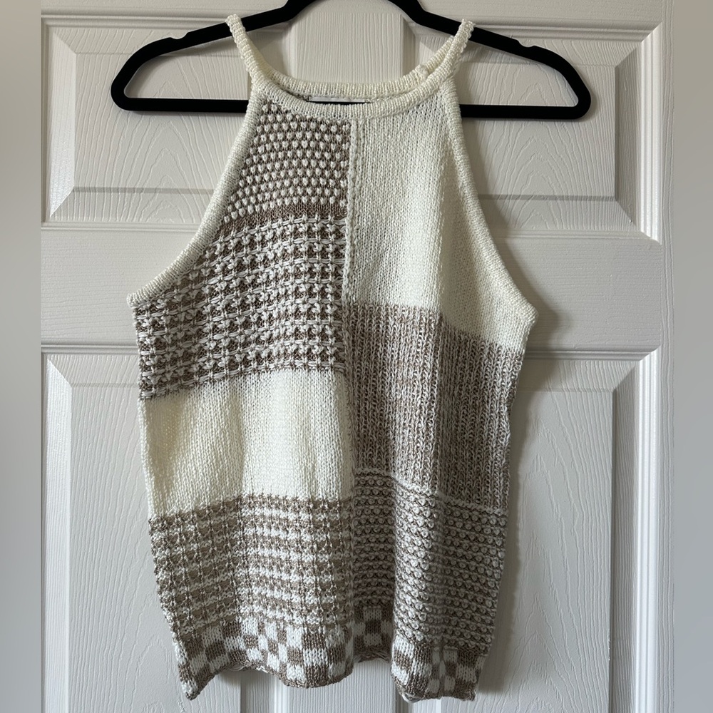Blu Pepper Cream and Brown Knit Top